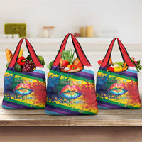 Beautiful Rainbow Lips Kiss Grocery Bag LGBTQ Same Love Same Rights
