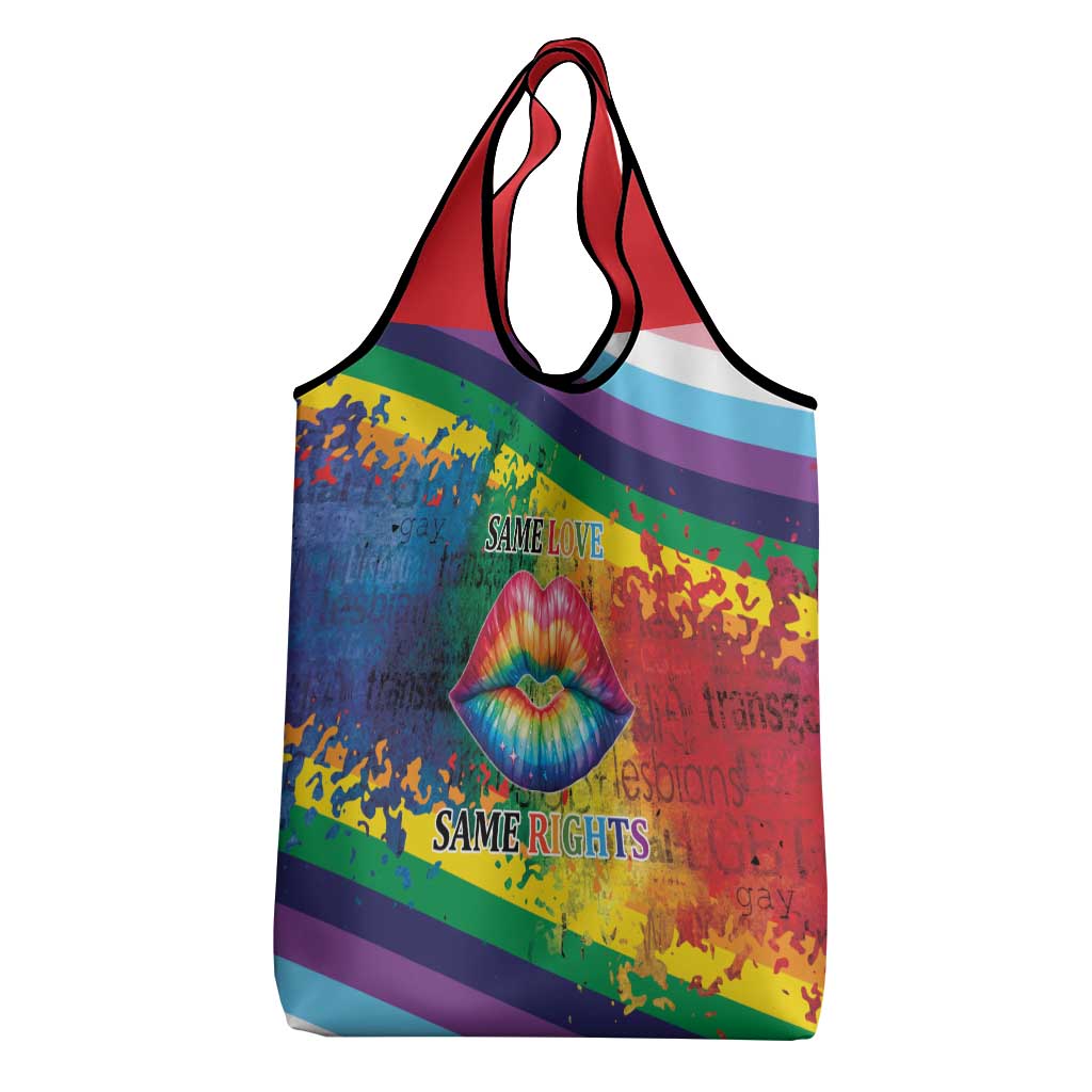 Beautiful Rainbow Lips Kiss Grocery Bag LGBTQ Same Love Same Rights