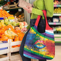 Beautiful Rainbow Lips Kiss Grocery Bag LGBTQ Same Love Same Rights