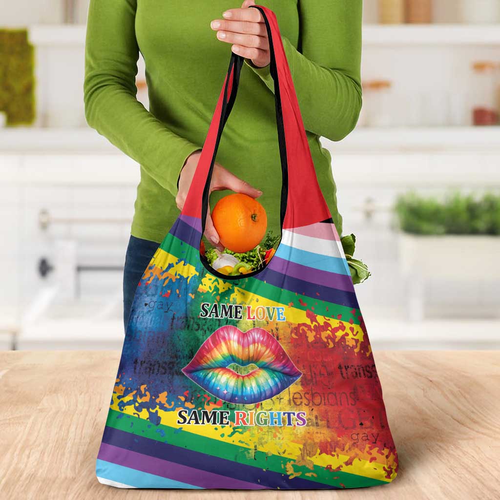 Beautiful Rainbow Lips Kiss Grocery Bag LGBTQ Same Love Same Rights