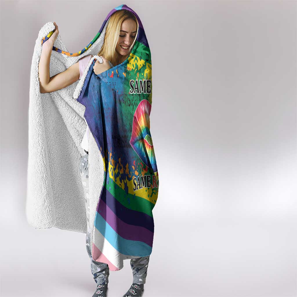 Beautiful Rainbow Lips Kiss Hooded Blanket LGBTQ Same Love Same Rights - Wonder Print Shop