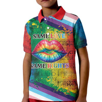 Beautiful Rainbow Lips Kiss Kid Polo Shirt LGBTQ Same Love Same Rights - Wonder Print Shop