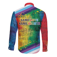 Beautiful Rainbow Lips Kiss Long Sleeve Button Shirt LGBTQ Same Love Same Rights
