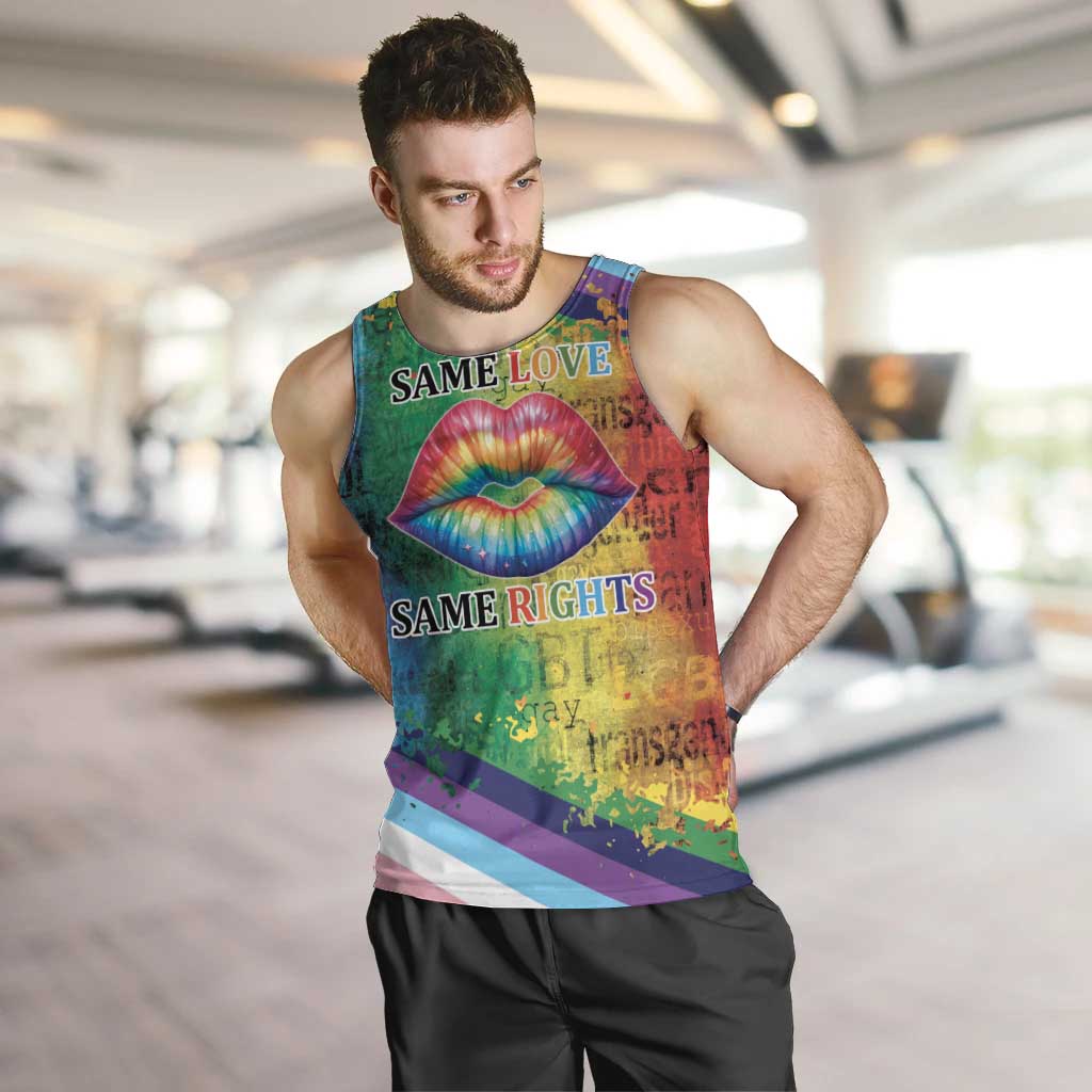 Beautiful Rainbow Lips Kiss Men Tank Top LGBTQ Same Love Same Rights - Wonder Print Shop