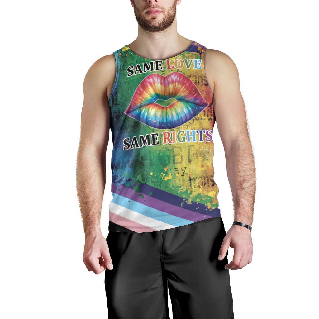 Beautiful Rainbow Lips Kiss Men Tank Top LGBTQ Same Love Same Rights - Wonder Print Shop