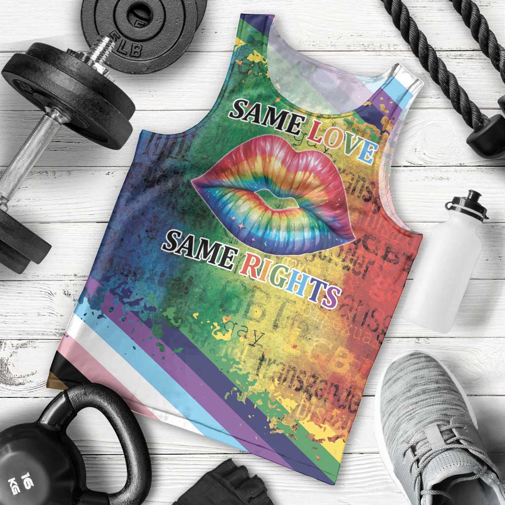 Beautiful Rainbow Lips Kiss Men Tank Top LGBTQ Same Love Same Rights - Wonder Print Shop