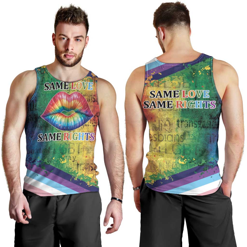 Beautiful Rainbow Lips Kiss Men Tank Top LGBTQ Same Love Same Rights - Wonder Print Shop