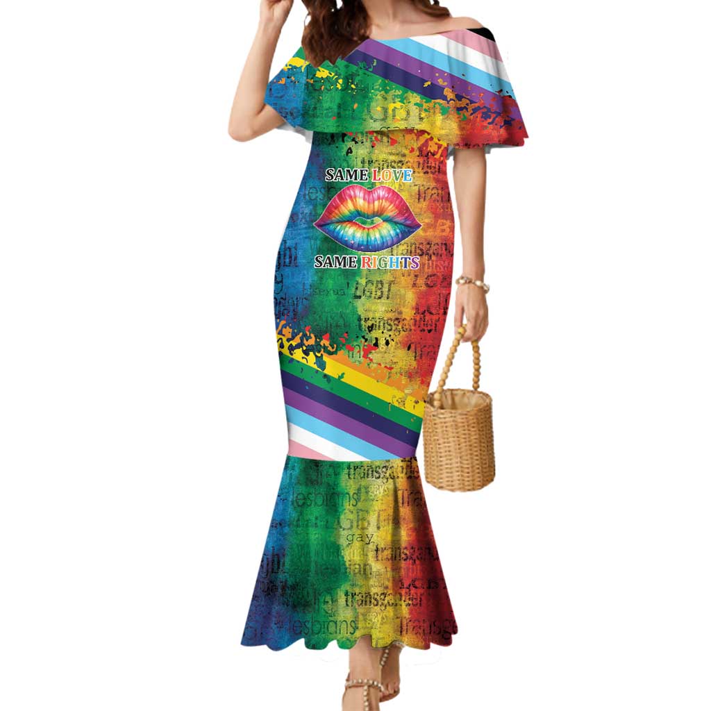 Beautiful Rainbow Lips Kiss Mermaid Dress LGBTQ Same Love Same Rights - Wonder Print Shop
