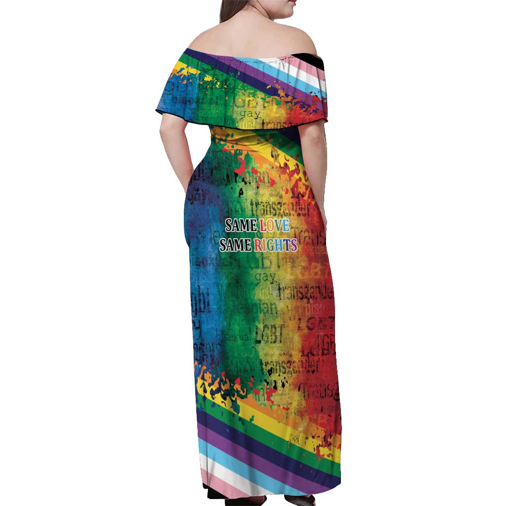 Beautiful Rainbow Lips Kiss Off Shoulder Maxi Dress LGBTQ Same Love Same Rights - Wonder Print Shop