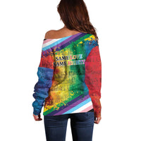 Beautiful Rainbow Lips Kiss Off Shoulder Sweater LGBTQ Same Love Same Rights - Wonder Print Shop