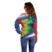Beautiful Rainbow Lips Kiss Off Shoulder Sweater LGBTQ Same Love Same Rights - Wonder Print Shop