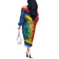Beautiful Rainbow Lips Kiss Off The Shoulder Long Sleeve Dress LGBTQ Same Love Same Rights - Wonder Print Shop
