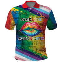 Beautiful Rainbow Lips Kiss Polo Shirt LGBTQ Same Love Same Rights - Wonder Print Shop