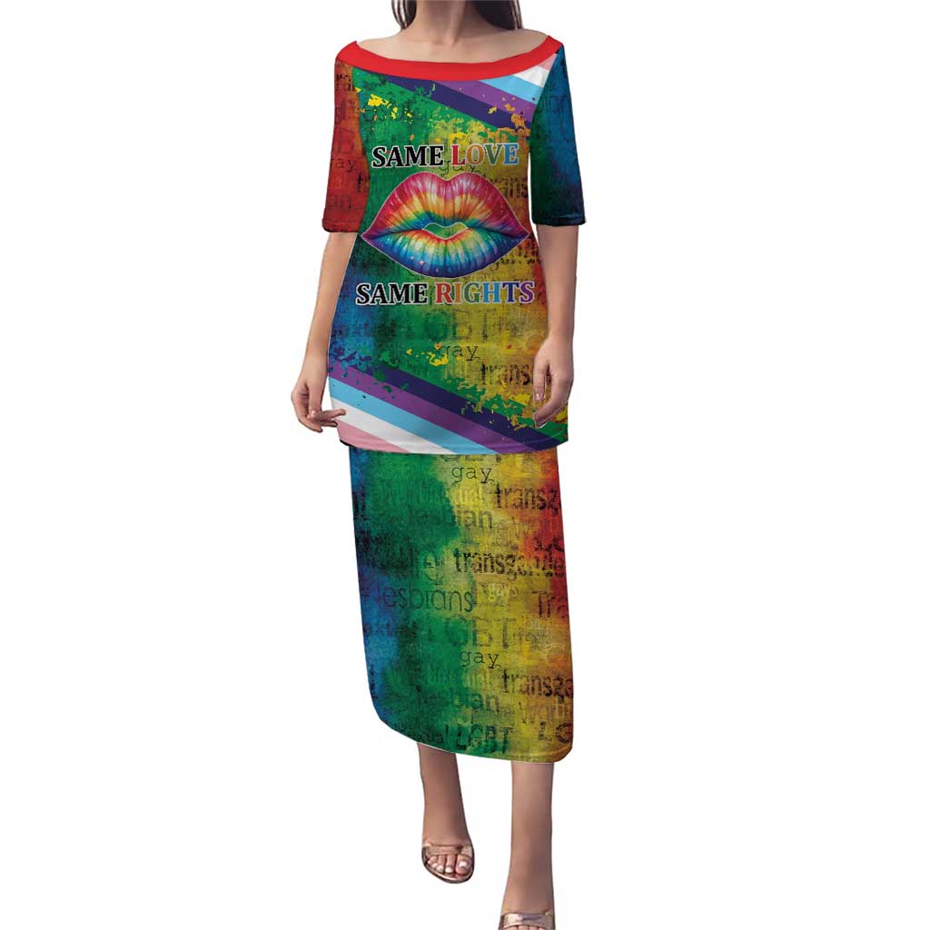 Beautiful Rainbow Lips Kiss Puletasi LGBTQ Same Love Same Rights - Wonder Print Shop