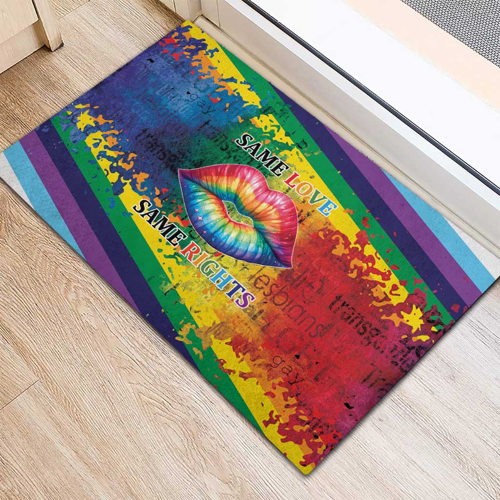 Beautiful Rainbow Lips Kiss Rubber Doormat LGBTQ Same Love Same Rights - Wonder Print Shop
