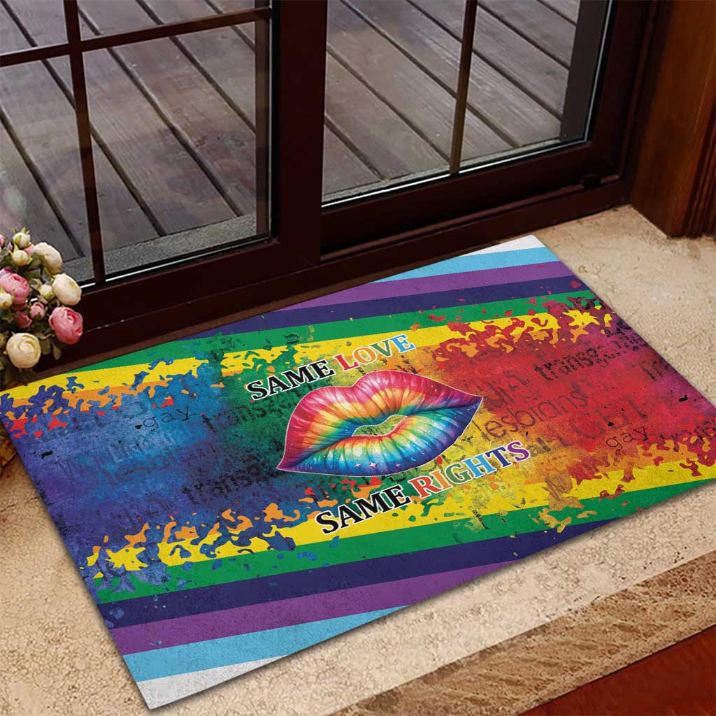 Beautiful Rainbow Lips Kiss Rubber Doormat LGBTQ Same Love Same Rights - Wonder Print Shop