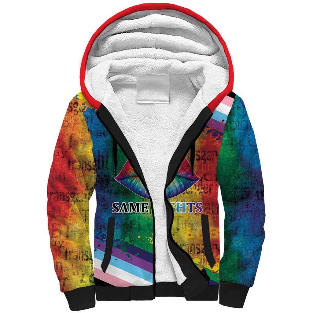 Beautiful Rainbow Lips Kiss Sherpa Hoodie LGBTQ Same Love Same Rights - Wonder Print Shop