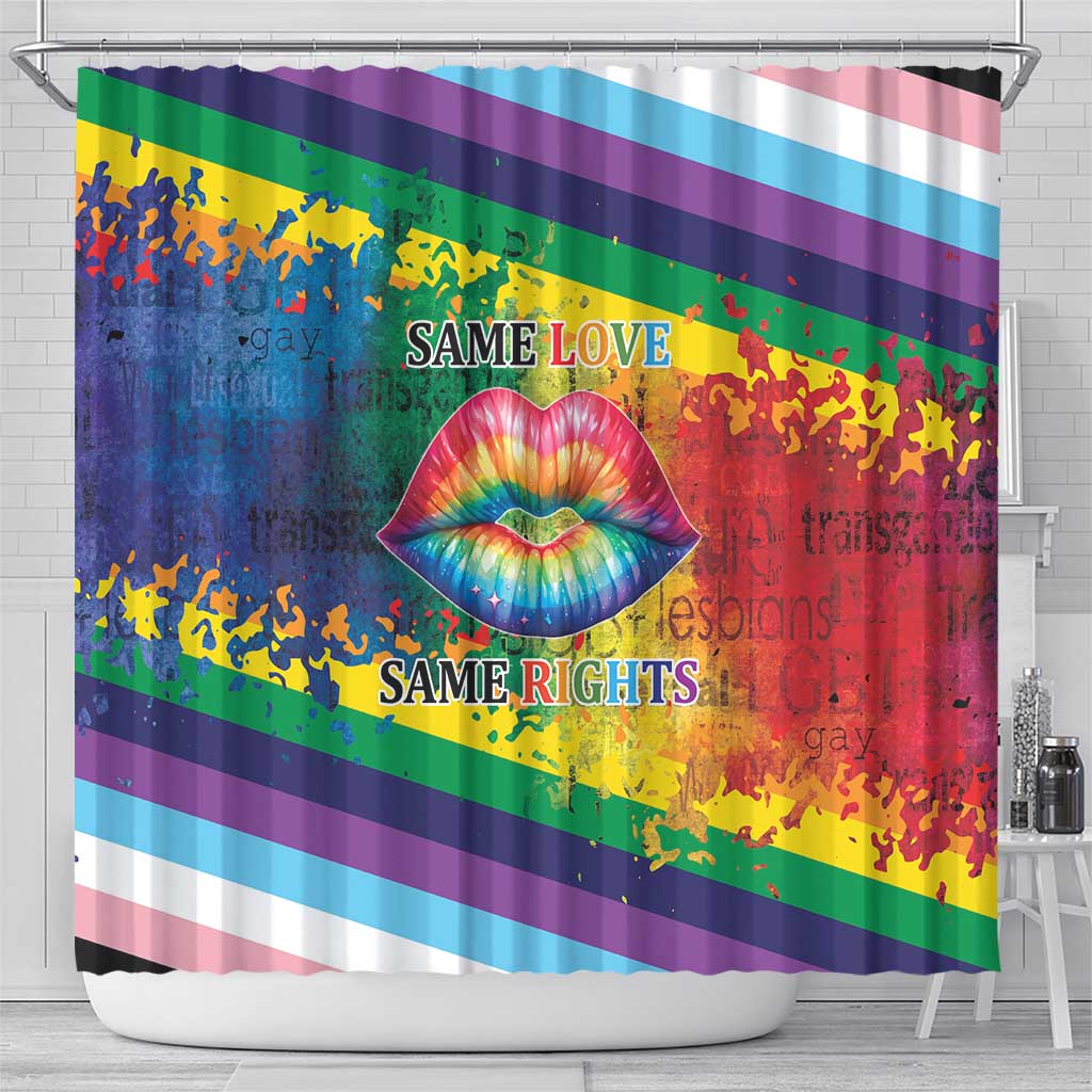 Beautiful Rainbow Lips Kiss Shower Curtain LGBTQ Same Love Same Rights - Wonder Print Shop
