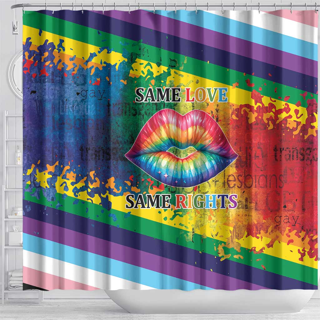 Beautiful Rainbow Lips Kiss Shower Curtain LGBTQ Same Love Same Rights - Wonder Print Shop