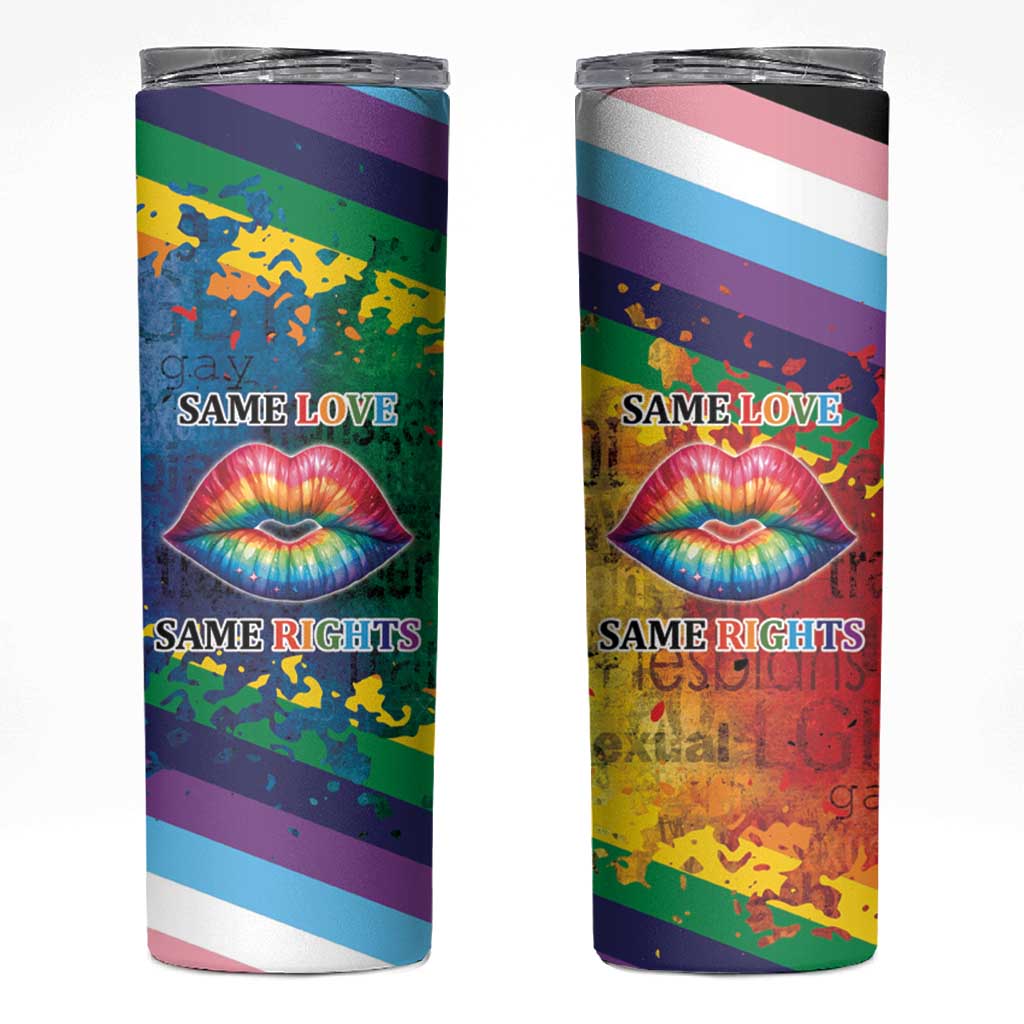 Beautiful Rainbow Lips Kiss Skinny Tumbler LGBTQ Same Love Same Rights - Wonder Print Shop