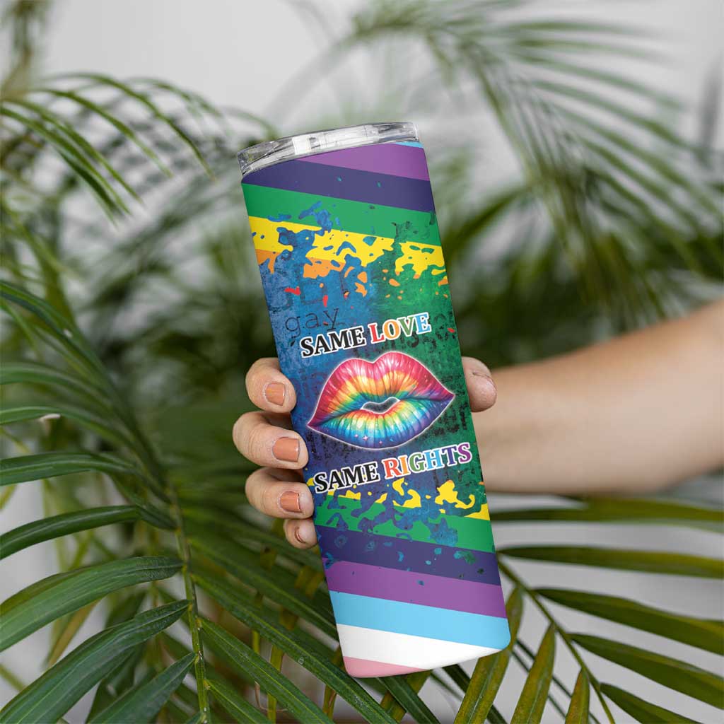 Beautiful Rainbow Lips Kiss Skinny Tumbler LGBTQ Same Love Same Rights - Wonder Print Shop
