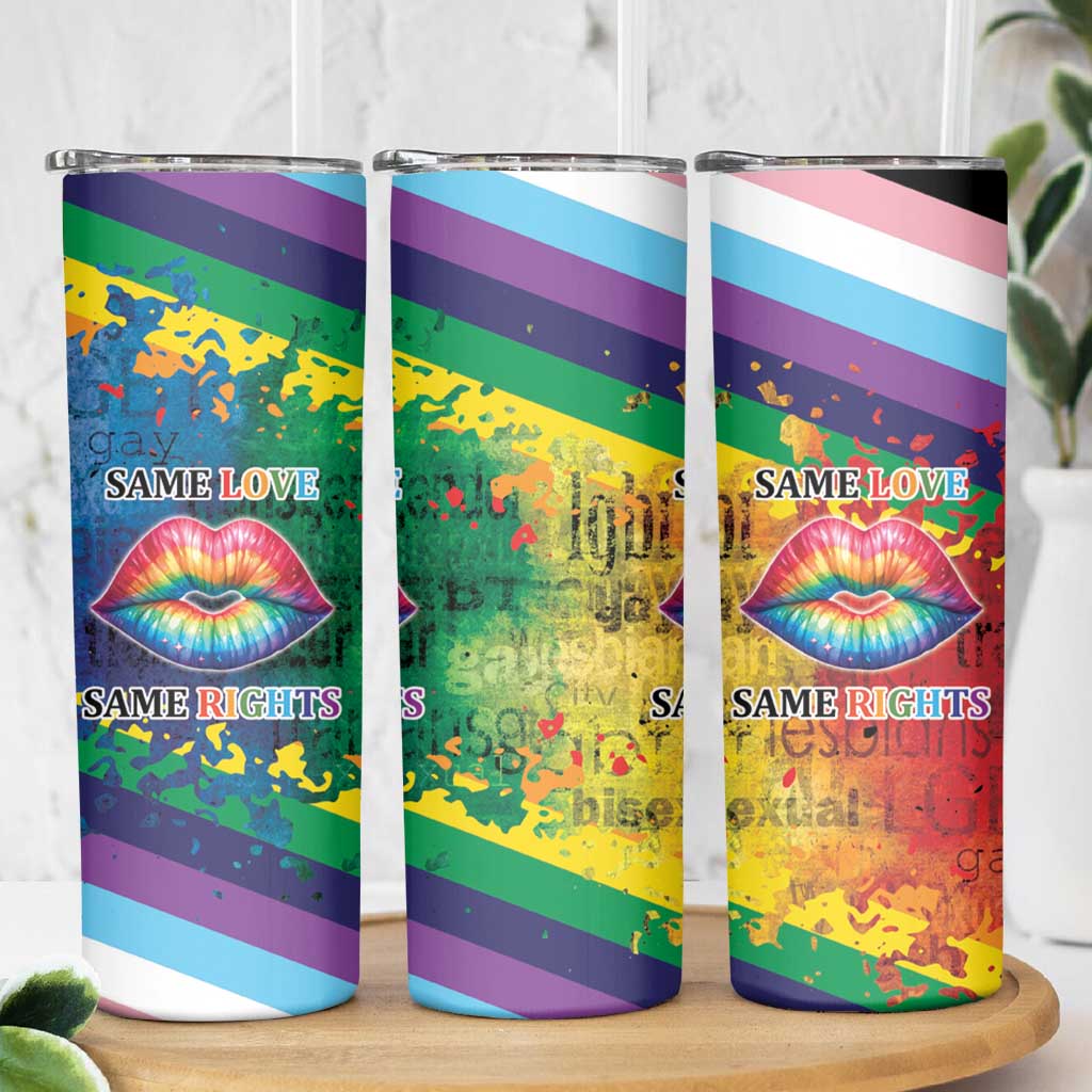 Beautiful Rainbow Lips Kiss Skinny Tumbler LGBTQ Same Love Same Rights - Wonder Print Shop