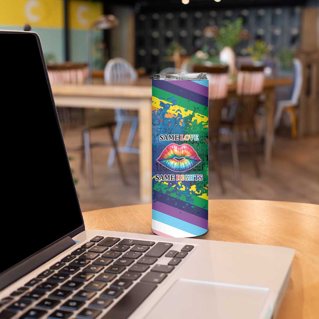 Beautiful Rainbow Lips Kiss Skinny Tumbler LGBTQ Same Love Same Rights - Wonder Print Shop