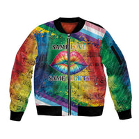 Beautiful Rainbow Lips Kiss Sleeve Zip Bomber Jacket LGBTQ Same Love Same Rights - Wonder Print Shop