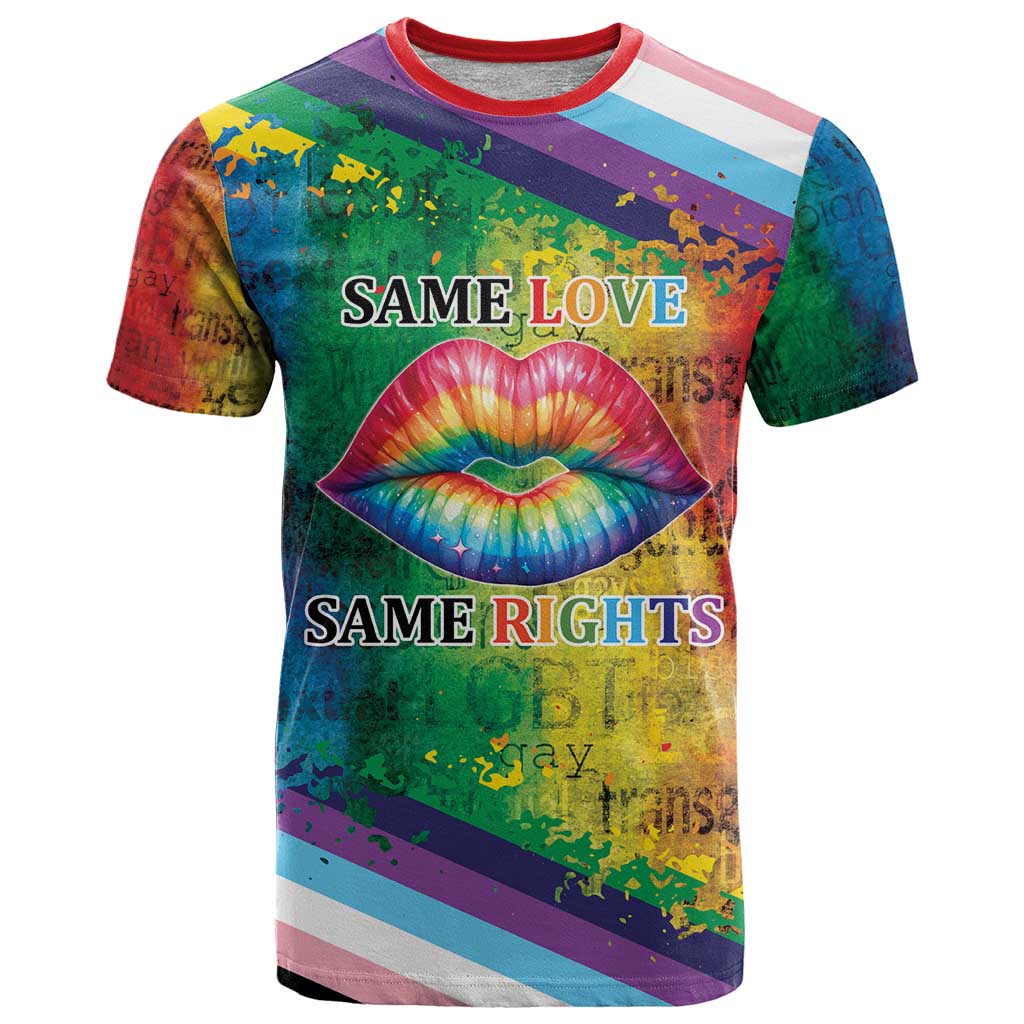 Beautiful Rainbow Lips Kiss T Shirt LGBTQ Same Love Same Rights - Wonder Print Shop