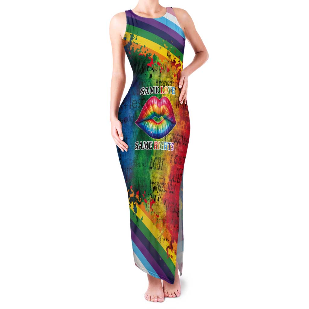 Beautiful Rainbow Lips Kiss Tank Maxi Dress LGBTQ Same Love Same Rights - Wonder Print Shop
