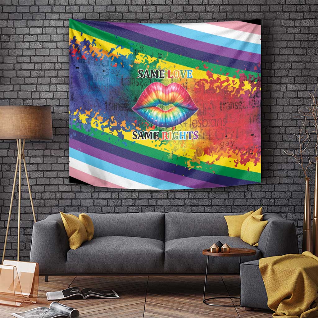 Beautiful Rainbow Lips Kiss Tapestry LGBTQ Same Love Same Rights - Wonder Print Shop