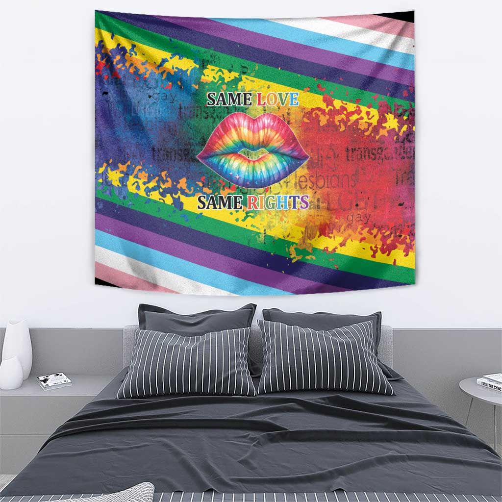 Beautiful Rainbow Lips Kiss Tapestry LGBTQ Same Love Same Rights - Wonder Print Shop