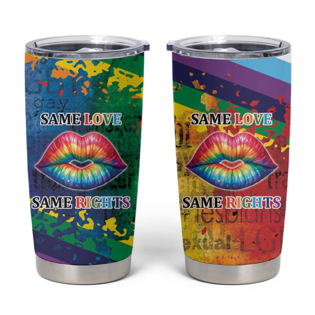Beautiful Rainbow Lips Kiss Tumbler Cup LGBTQ Same Love Same Rights - Wonder Print Shop