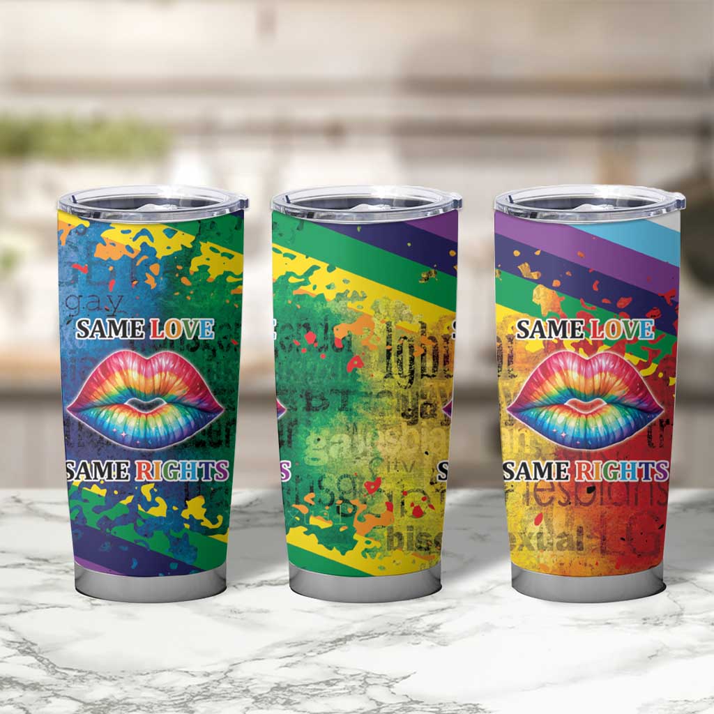 Beautiful Rainbow Lips Kiss Tumbler Cup LGBTQ Same Love Same Rights - Wonder Print Shop