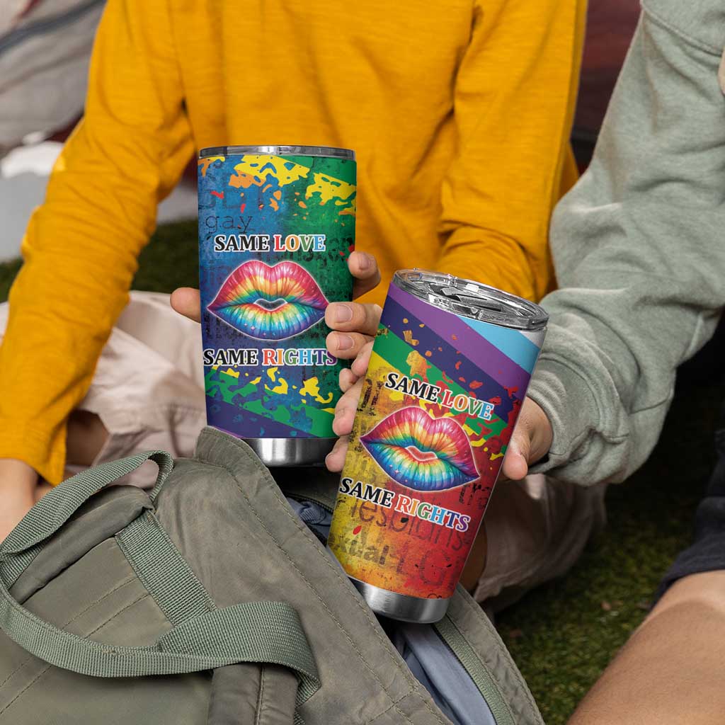 Beautiful Rainbow Lips Kiss Tumbler Cup LGBTQ Same Love Same Rights - Wonder Print Shop