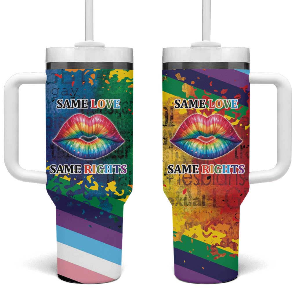Beautiful Rainbow Lips Kiss Tumbler With Handle LGBTQ Same Love Same Rights - Wonder Print Shop