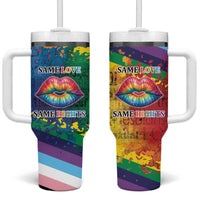 Beautiful Rainbow Lips Kiss Tumbler With Handle LGBTQ Same Love Same Rights - Wonder Print Shop