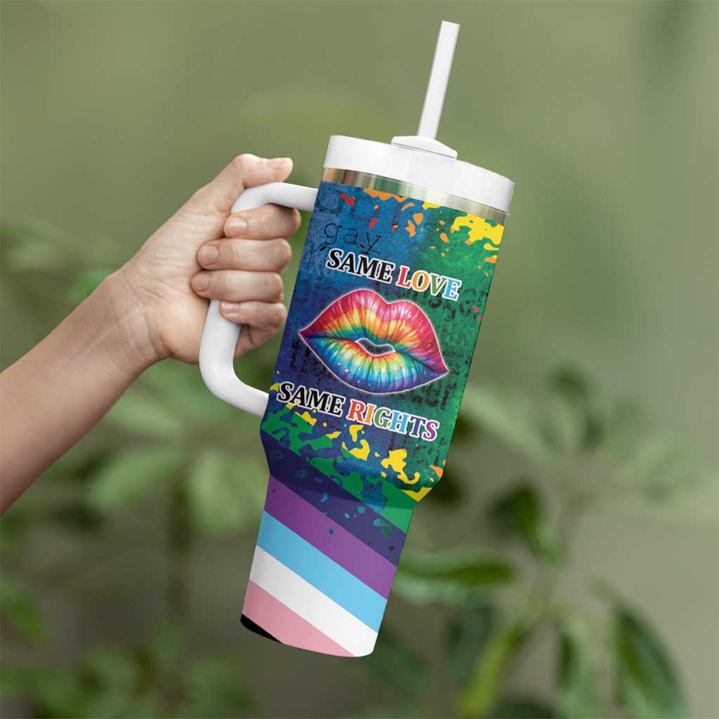 Beautiful Rainbow Lips Kiss Tumbler With Handle LGBTQ Same Love Same Rights - Wonder Print Shop