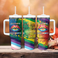 Beautiful Rainbow Lips Kiss Tumbler With Handle LGBTQ Same Love Same Rights - Wonder Print Shop