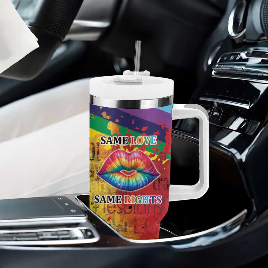 Beautiful Rainbow Lips Kiss Tumbler With Handle LGBTQ Same Love Same Rights - Wonder Print Shop