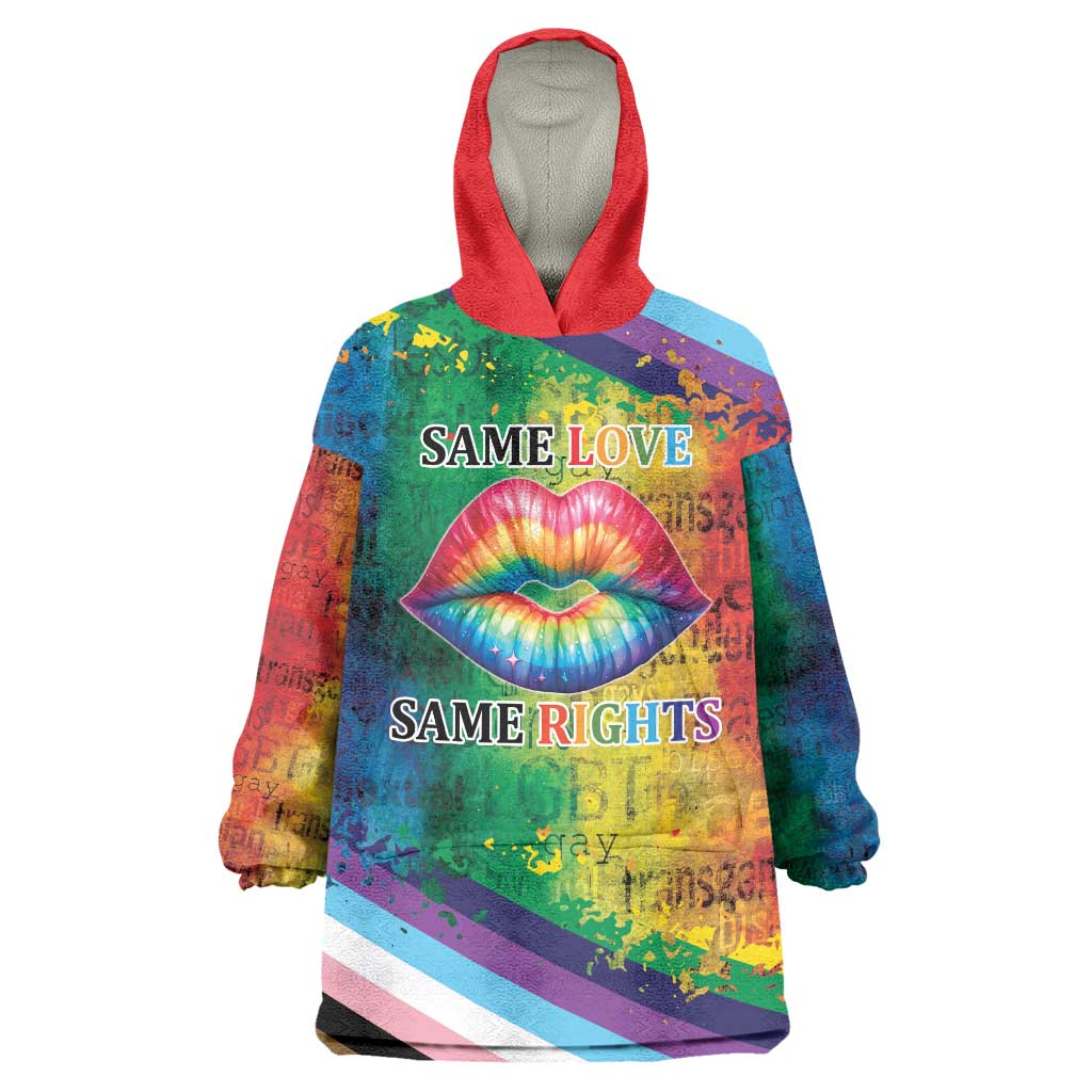 Beautiful Rainbow Lips Kiss Wearable Blanket Hoodie LGBTQ Same Love Same Rights - Wonder Print Shop