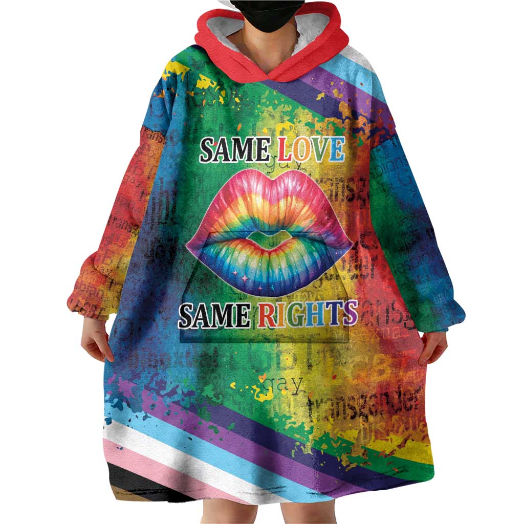 Beautiful Rainbow Lips Kiss Wearable Blanket Hoodie LGBTQ Same Love Same Rights - Wonder Print Shop