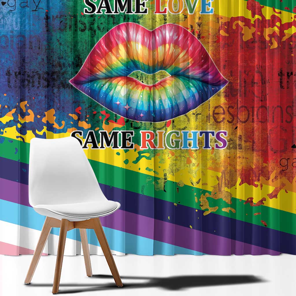 Beautiful Rainbow Lips Kiss Window Curtain LGBTQ Same Love Same Rights - Wonder Print Shop