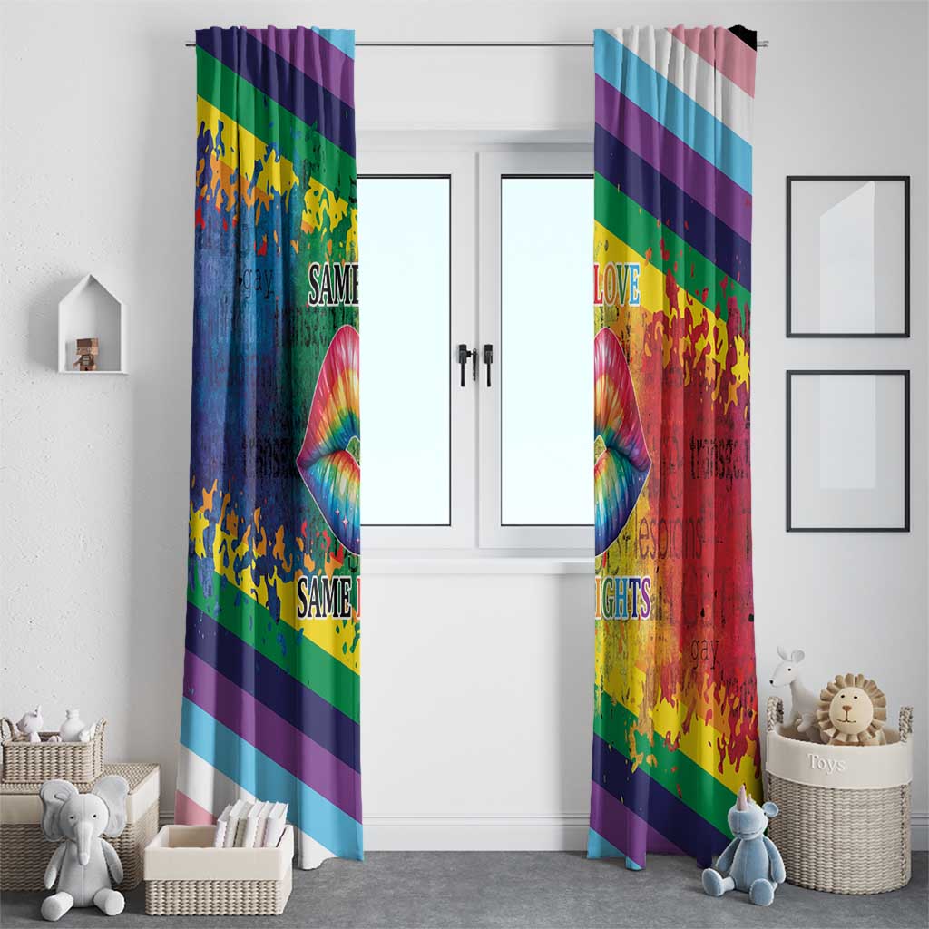 Beautiful Rainbow Lips Kiss Window Curtain LGBTQ Same Love Same Rights - Wonder Print Shop