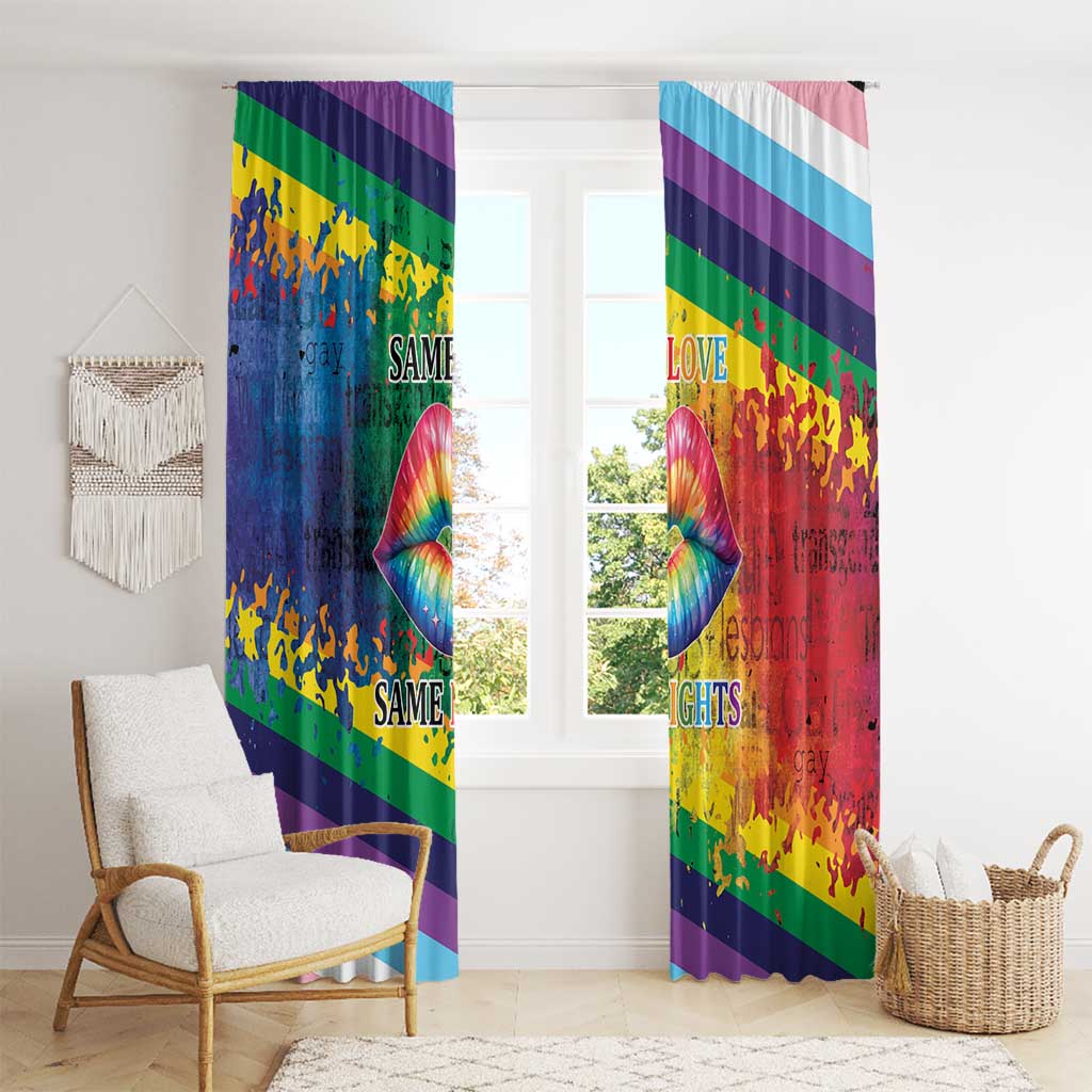 Beautiful Rainbow Lips Kiss Window Curtain LGBTQ Same Love Same Rights - Wonder Print Shop