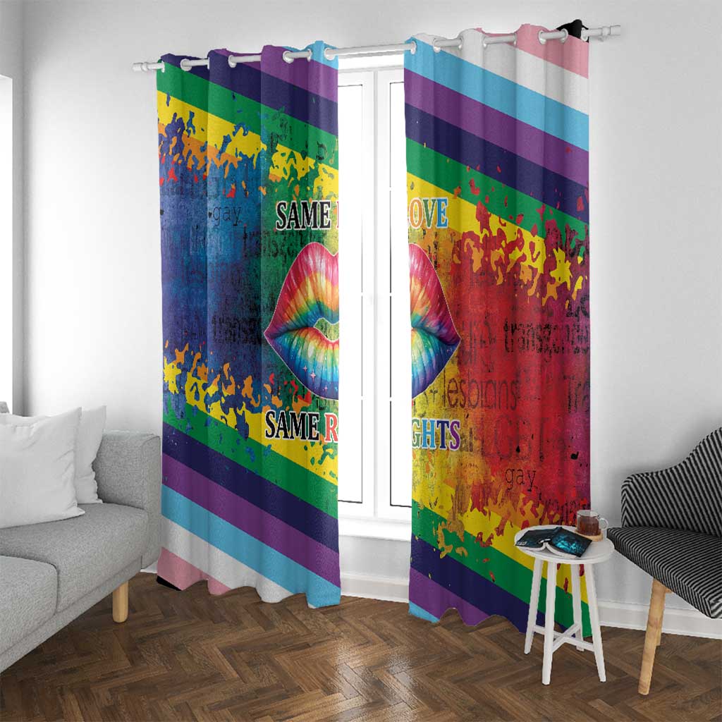 Beautiful Rainbow Lips Kiss Window Curtain LGBTQ Same Love Same Rights - Wonder Print Shop