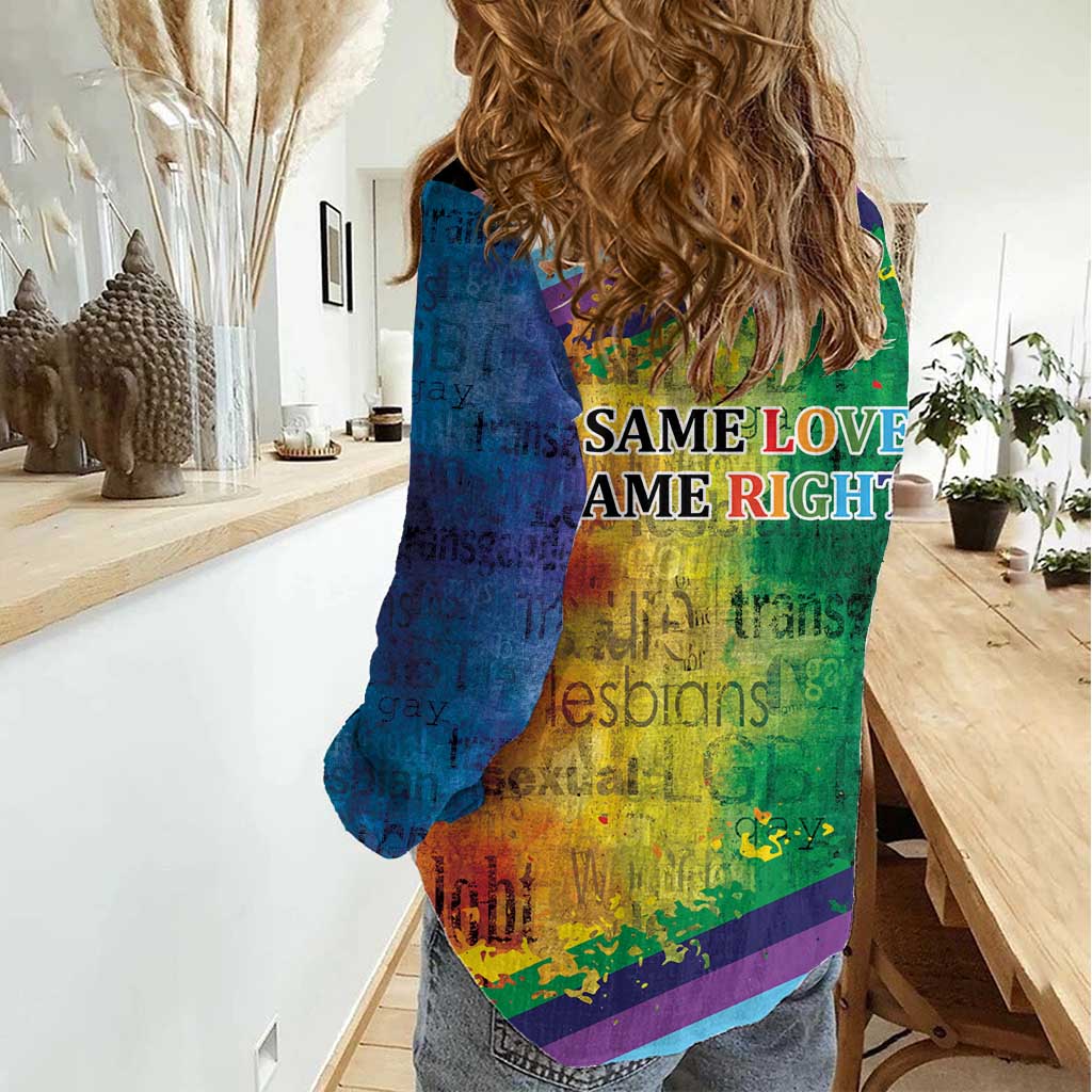 Beautiful Rainbow Lips Kiss Women Casual Shirt LGBTQ Same Love Same Rights - Wonder Print Shop