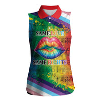 Beautiful Rainbow Lips Kiss Women Sleeveless Polo Shirt LGBTQ Same Love Same Rights - Wonder Print Shop