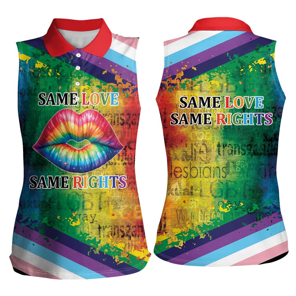 Beautiful Rainbow Lips Kiss Women Sleeveless Polo Shirt LGBTQ Same Love Same Rights - Wonder Print Shop