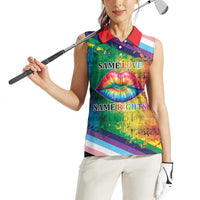 Beautiful Rainbow Lips Kiss Women Sleeveless Polo Shirt LGBTQ Same Love Same Rights - Wonder Print Shop